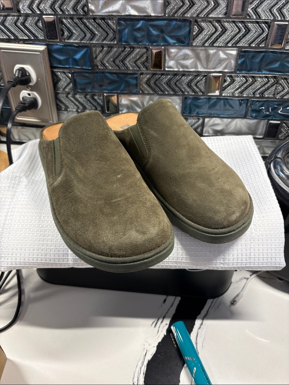 Fitflop Olive Green Suede Slip-On Loafers